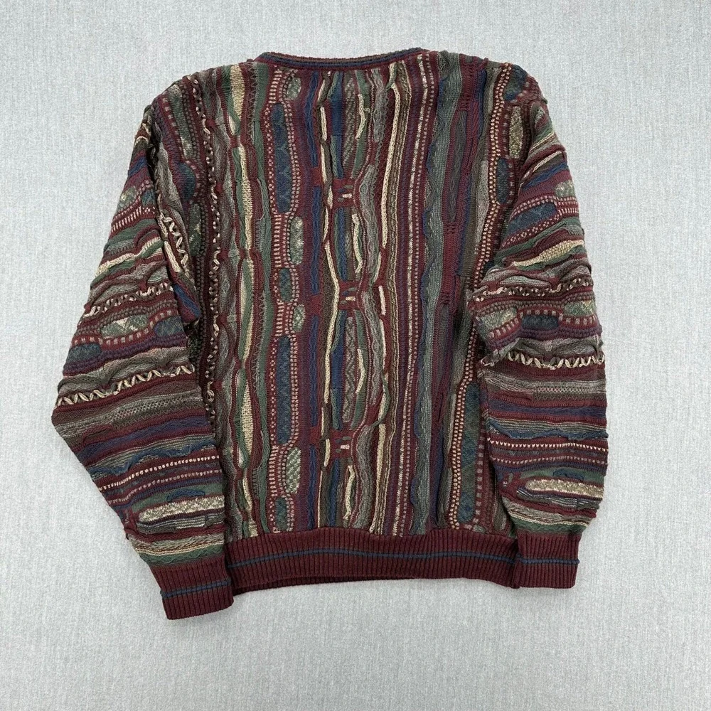 Vintage Roundtree & Yorke Coogi Cosby Style Textured Knit Sweater Mens Large